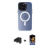 ieg™ iPhone 15 Pro Max Kılıf Kozmos Çizgi Prime - Siyah Buffer Hayalet Cam Ekran Koruyucu + Titanyum Gri Raze Metal Kamera Lens