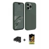 ieg™ iPhone 15 Pro Max Kılıf Kozmos Yansıma Özel Seri - Siyah Buffer Cam Ekran Koruyucu + Titanyum Gri Raze Metal Kamera Lens