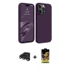 ieg™ iPhone 15 Pro Max Kılıf Kozmos Yansıma Özel Seri - Siyah Buffer Cam Ekran Koruyucu + Titanyum Gri Raze Metal Kamera Lens