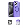 ieg™ iPhone 15 Pro Max Kılıf Nova Asil Prime - Siyah Bilvis 5in1 3D Magic Cam Ekran Koruyucu + Gümüş PVD Metal Kamera Lens