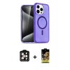 ieg™ iPhone 15 Pro Max Kılıf Nova Asil Prime - Siyah Buffer Cam Ekran Koruyucu + Turuncu PVD Metal Kamera Lens