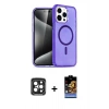 ieg™ iPhone 15 Pro Max Kılıf Nova Asil Prime - Siyah Buffer Hayalet Cam Ekran Koruyucu + Siyah PVD Metal Kamera Lens