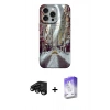 ieg™ iPhone 15 Pro Max Kılıf Nova Doku Prime - Siyah Bilvis 5in1 3D Magic Cam Ekran Koruyucu + Siyah Raze Metal Kamera Lens
