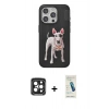 ieg™ iPhone 15 Pro Max Kılıf Nova Form Koleksiyonu - Şeffaf Pasifik Cam Ekran Koruyucu + Siyah PVD Metal Kamera Lens