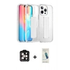 ieg™ iPhone 15 Pro Max Kılıf Nova Işık Koleksiyonu - Şeffaf Pasifik Cam Ekran Koruyucu + Turuncu PVD Metal Kamera Lens