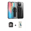 ieg™ iPhone 15 Pro Max Kılıf Nova Işık Koleksiyonu - Şeffaf Pasifik Cam Ekran Koruyucu + Turuncu PVD Metal Kamera Lens