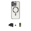 ieg™ iPhone 15 Pro Max Kılıf Nova Işık Özel Seri - Siyah Joko Magic 5D Hayalet Cam + Titanyum Gri Raze Metal Kamera Lens