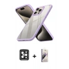 ieg™ iPhone 15 Pro Max Kılıf Nova Işık Serisi - Siyah Bilvis 3D Mat Cam Ekran Koruyucu + Siyah PVD Metal Kamera Lens