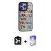 ieg™ iPhone 15 Pro Max Kılıf Odak Klasik Serisi - Siyah Bilvis 5in1 3D Magic Cam Ekran Koruyucu + Turuncu PVD Metal Kamera Lens