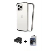 ieg™ iPhone 15 Pro Max Kılıf Pusula Asil Koleksiyonu - Siyah Vanessa Magic Cam + Gümüş Raze Metal Kamera Lens