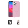 ieg™ iPhone 15 Pro Max Kılıf Siluet Doku Özel Seri - Siyah Bilvis 3D Mat Cam Ekran Koruyucu + Siyah PVD Metal Kamera Lens