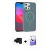ieg™ iPhone 15 Pro Max Kılıf Siluet Doku Özel Seri - Siyah Bilvis 5in1 5D Magic Hayalet Cam Ekran Koruyucu + Siyah Raze Metal Kamera Lens