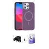 ieg™ iPhone 15 Pro Max Kılıf Siluet Doku Özel Seri - Siyah Bilvis 5in1 5D Magic Hayalet Cam Ekran Koruyucu + Siyah Raze Metal Kamera Lens
