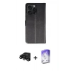 ieg™ iPhone 15 Pro Max Kılıf Siluet Işık Serisi - Siyah Bilvis 5in1 3D Magic Cam Ekran Koruyucu + Siyah Raze Metal Kamera Lens
