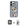 ieg™ iPhone 15 Pro Max Kılıf Siluet Modern Özel Seri - Siyah Bilvis 3D Mat Cam Ekran Koruyucu + Siyah PVD Metal Kamera Lens