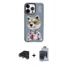 ieg™ iPhone 15 Pro Max Kılıf Siluet Modern Özel Seri - Siyah Vanessa Magic Cam + Titanyum Gri Raze Metal Kamera Lens