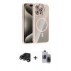 ieg™ iPhone 15 Pro Max Kılıf Yadigar Asil Koleksiyonu - Siyah Vanessa Magic Hayalet Cam + Titanyum Gri Raze Metal Kamera Lens