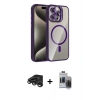 ieg™ iPhone 15 Pro Max Kılıf Yadigar Asil Koleksiyonu - Siyah Vanessa Magic Hayalet Cam + Titanyum Gri Raze Metal Kamera Lens