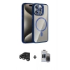 ieg™ iPhone 15 Pro Max Kılıf Yadigar Asil Koleksiyonu - Siyah Vanessa Magic Hayalet Cam + Titanyum Gri Raze Metal Kamera Lens