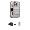 ieg™ iPhone 15 Pro Max Kılıf Yadigar Doku Özel Seri - Siyah Joko Magic 5D Cam + Titanyum Gri Raze Metal Kamera Lens