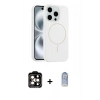 ieg™ iPhone 15 Pro Max Kılıf Yankı Form Serisi - Siyah Joko Magic 5D Cam + Turuncu PVD Metal Kamera Lens