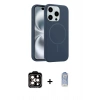 ieg™ iPhone 15 Pro Max Kılıf Yankı Form Serisi - Siyah Joko Magic 5D Cam + Turuncu PVD Metal Kamera Lens