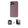 ieg™ iPhone 15 Pro Max Kılıf Yankı Serisi - Siyah 3D Antistatik Mat Seramik Nano Ekran Koruyucu + Turuncu PVD Metal Kamera Lens