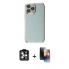 ieg™ iPhone 15 Pro Max Kılıf Yankı Serisi - Siyah 3D Antistatik Mat Seramik Nano Ekran Koruyucu + Turuncu PVD Metal Kamera Lens