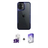 ieg™ iPhone 16 Kılıf Akış Çizgi Koleksiyonu - Siyah Bilvis 5in1 3D Magic Cam Ekran Koruyucu + Pembe Bilvis Titan Kamera Lens