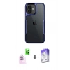 ieg™ iPhone 16 Kılıf Akış Çizgi Koleksiyonu - Siyah Bilvis 5in1 3D Magic Cam Ekran Koruyucu + Pembe Raze Metal Kamera Lens