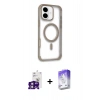 ieg™ iPhone 16 Kılıf Eksen Klasik Koleksiyonu - Siyah Bilvis 5in1 3D Magic Cam Ekran Koruyucu + Pembe Bilvis Titan Kamera Lens
