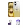 ieg™ iPhone 16 Kılıf Eksen Minimal Özel Seri - Siyah Bilvis 5in1 3D Magic Cam Ekran Koruyucu + Yeşil Bilvis Titan Kamera Lens