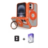 ieg™ iPhone 16 Kılıf Nova Minimal Serisi - Siyah Bilvis 5in1 3D Magic Cam Ekran Koruyucu + Pembe PVD Metal Kamera Lens