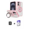 ieg™ iPhone 16 Kılıf Nova Minimal Serisi - Siyah Bilvis 5in1 3D Magic Cam Ekran Koruyucu + Pembe PVD Metal Kamera Lens