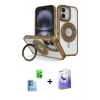 ieg™ iPhone 16 Kılıf Nova Minimal Serisi - Siyah Bilvis 5in1 5D Magic Hayalet Cam Ekran Koruyucu + Lacivert Raze Metal Kamera Lens