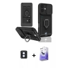ieg™ iPhone 16 Kılıf Vadi Form Prime - Siyah Bilvis 5in1 5D Magic Hayalet Cam Ekran Koruyucu + Mavi PVD Metal Kamera Lens