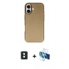 ieg™ iPhone 16 Kılıf Zirve Modern Prime - Siyah 3D Antistatik Seramik Nano Ekran Koruyucu + Yeşil PVD Metal Kamera Lens