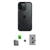 ieg™ iPhone 16 Pro Kılıf Akış Çizgi Koleksiyonu - Siyah Bilvis 3D Mat Cam Ekran Koruyucu + Siyah Raze Metal Kamera Lens