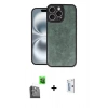 ieg™ iPhone 16 Pro Kılıf Kıvılcım Işık Serisi - Siyah Bilvis 0.18mm Plus Cam Ekran Koruyucu + Siyah Raze Metal Kamera Lens