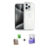 ieg™ iPhone 16 Pro Kılıf Nova Asil Prime - Siyah Bilvis 5in1 5D Magic Hayalet Cam Ekran Koruyucu + Çöl Titanyum Raze Metal Kamera Lens