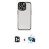 ieg™ iPhone 16 Pro Max Kılıf Ahenk Çizgi Serisi - Siyah 3D Antistatik Seramik Nano Ekran Koruyucu + Siyah PVD Metal Kamera Lens