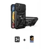 ieg™ iPhone 16 Pro Max Kılıf Ahenk Klasik - Siyah Buffer Hayalet Cam Ekran Koruyucu + Siyah PVD Metal Kamera Lens