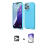 ieg™ iPhone 16 Pro Max Kılıf Ahenk Serisi - Siyah Bilvis 5in1 3D Magic Cam Ekran Koruyucu + Gümüş PVD Metal Kamera Lens