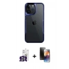 ieg™ iPhone 16 Pro Max Kılıf Akış Çizgi Koleksiyonu - Siyah 3D Antistatik Mat Seramik Nano Ekran Koruyucu + Gümüş Bilvis Titan Kamera Lens