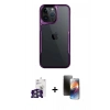 ieg™ iPhone 16 Pro Max Kılıf Akış Çizgi Koleksiyonu - Siyah 3D Antistatik Mat Seramik Nano Ekran Koruyucu + Gümüş Bilvis Titan Kamera Lens