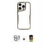 ieg™ iPhone 16 Pro Max Kılıf Akış Çizgi Koleksiyonu - Siyah Buffer Cam Ekran Koruyucu + Gümüş Pers Alüminyum Kamera Lens
