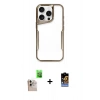 ieg™ iPhone 16 Pro Max Kılıf Akış Çizgi Koleksiyonu - Siyah Buffer Hayalet Cam Ekran Koruyucu + Natural Grey Raze Metal Kamera Lens