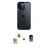 ieg™ iPhone 16 Pro Max Kılıf Akış Çizgi Koleksiyonu - Siyah Buffer Hayalet Cam Ekran Koruyucu + Natural Grey Raze Metal Kamera Lens