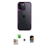 ieg™ iPhone 16 Pro Max Kılıf Akış Çizgi Koleksiyonu - Siyah Buffer Hayalet Cam Ekran Koruyucu + Natural Grey Raze Metal Kamera Lens