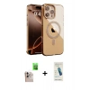 ieg™ iPhone 16 Pro Max Kılıf Atlas Doku Özel Seri - Şeffaf Pasifik Cam Ekran Koruyucu + Natural Grey Raze Metal Kamera Lens